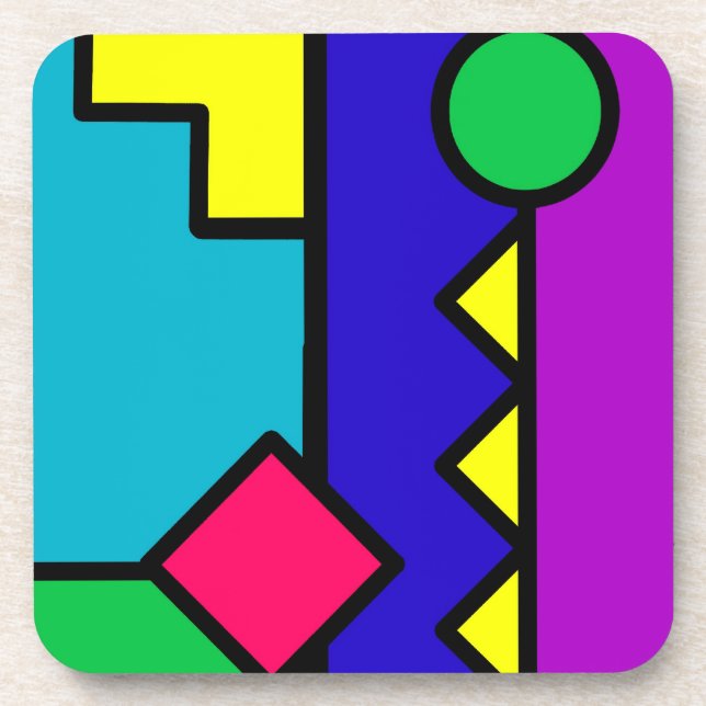 Dessous-de-verre Bloc de couleur rétro des années 80 (Devant)