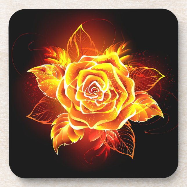 Dessous-de-verre Blooming Fire Rose (Devant)