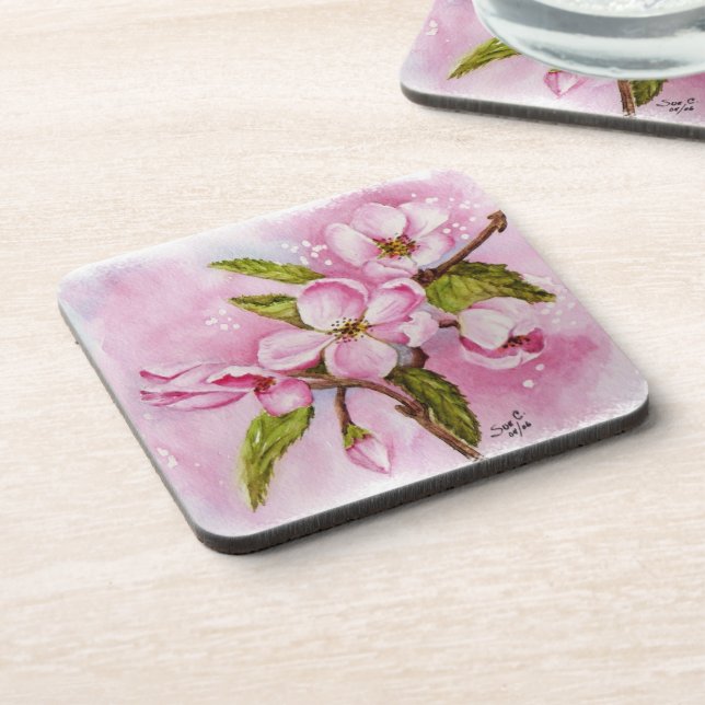 Dessous de verre BLOSSOMS POMME ROSE (Côté gauche)