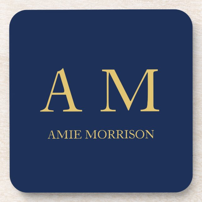 Dessous-de-verre Blue Gold Colours Professionnel Lettres initiales  (Devant)