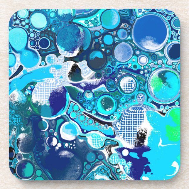 Dessous-de-verre Blue Sea bulles Art Abstrait (Devant)