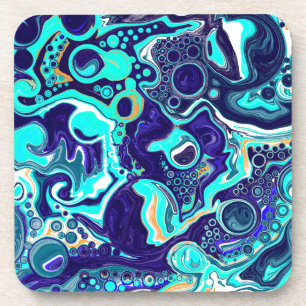 Dessous-de-verre Blue Turquoise Ocean Swils Fluid Art