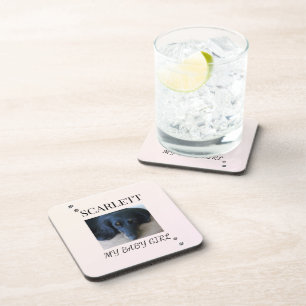 Dessous-de-verre Blush Crème Photo Minimaliste d'Animal de Compagni