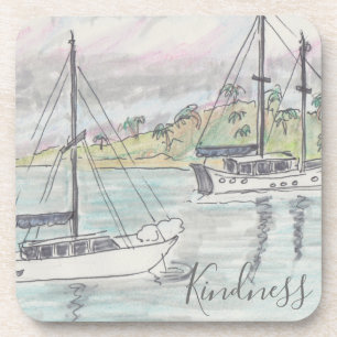 Dessous de verre "Boats Fiji Watercolor Sketch "