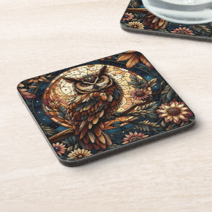 Dessous-de-verre Bois majestueux Chouette Brown Verre tendu
