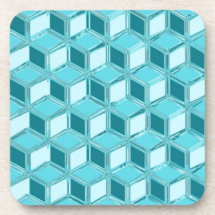 Dessous-de-verre Boîtes 3D chromées - turquoise / aqua