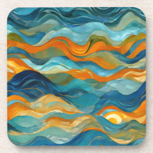 Dessous-de-verre "Bolonia" Bleu Vert Orange Vagues