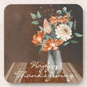 Dessous-de-verre Bon thanksgiving de fleurs d'orange brûlées