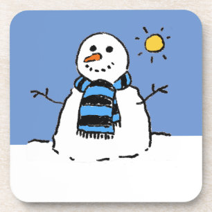 Dessous-de-verre Bonhomme de neige au soleil