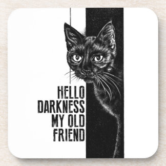 Dessous-de-verre Bonjour obscurité mon vieil ami Black Cat Sketch V