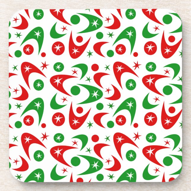 Dessous-de-verre Boomerangs de Noël rétro (Devant)