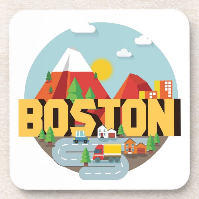 Dessous-de-verre Boston comme destination (Devant)