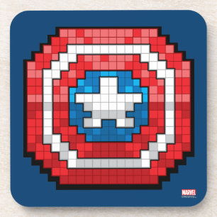 Dessous-de-verre Bouclier Captain America pixelisé 16 bits