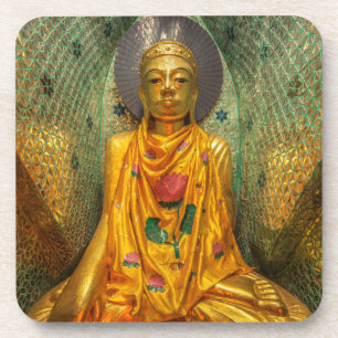 Dessous-de-verre Bouddha d'or dans le temple
