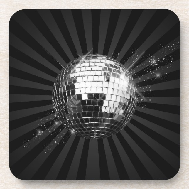 Dessous-de-verre Boule de disco de miroir sur le noir (Devant)