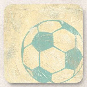 Dessous-de-verre Boule de soccer bleu Pastel par Chariklia Zarris
