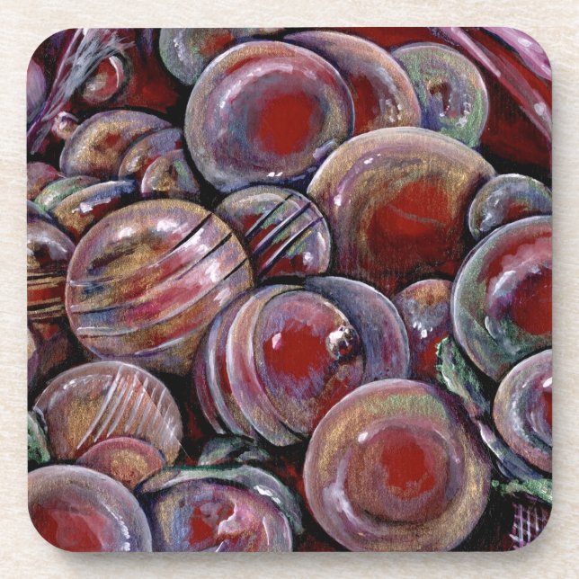 Dessous-de-verre Boules de Noël rouges (Devant)