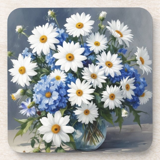 Dessous-de-verre Bouquet de fleurs élégantes aquarelle de marguerit (Devant)