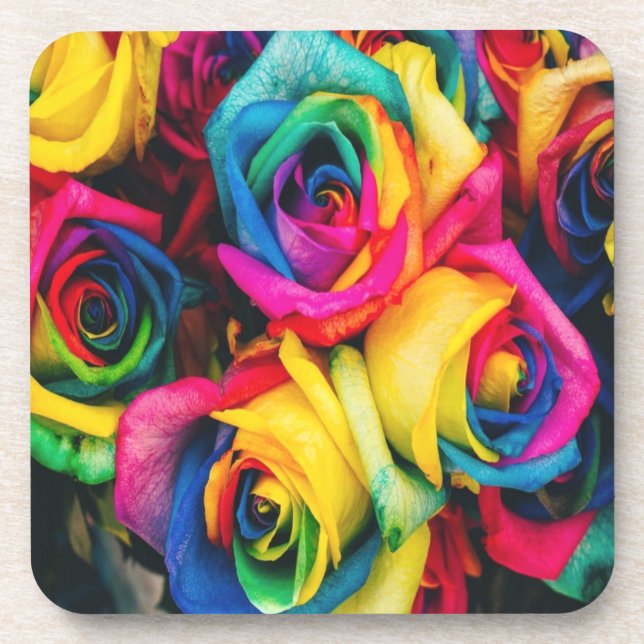 Dessous-de-verre Bouquet des Roses arc-en-ciel (Devant)