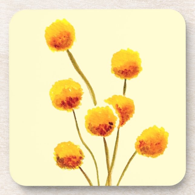 Dessous-de-verre Bouton Billy jaune fleur australienne originaire (Devant)