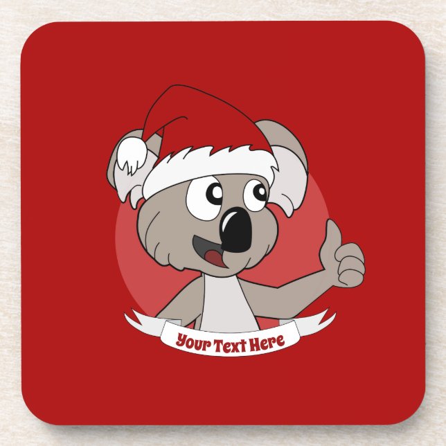Dessous-de-verre Bouton de dessin animé koala de Noël (Devant)