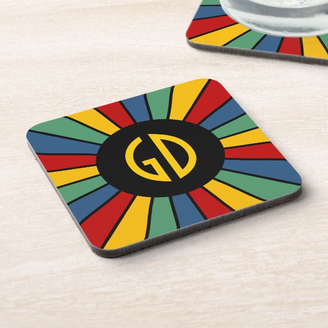 Dessous-de-verre BOUTON RAYS I + votre photo, texte, monogramme (Côté gauche)