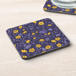 Dessous-de-verre Boutons jaunes et violets