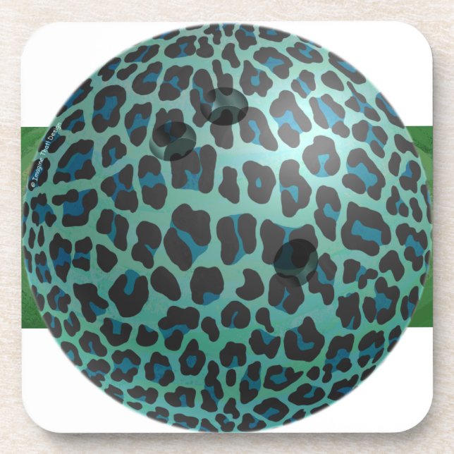 Dessous-de-verre Bowling Ball Leopard Turquoise (Devant)