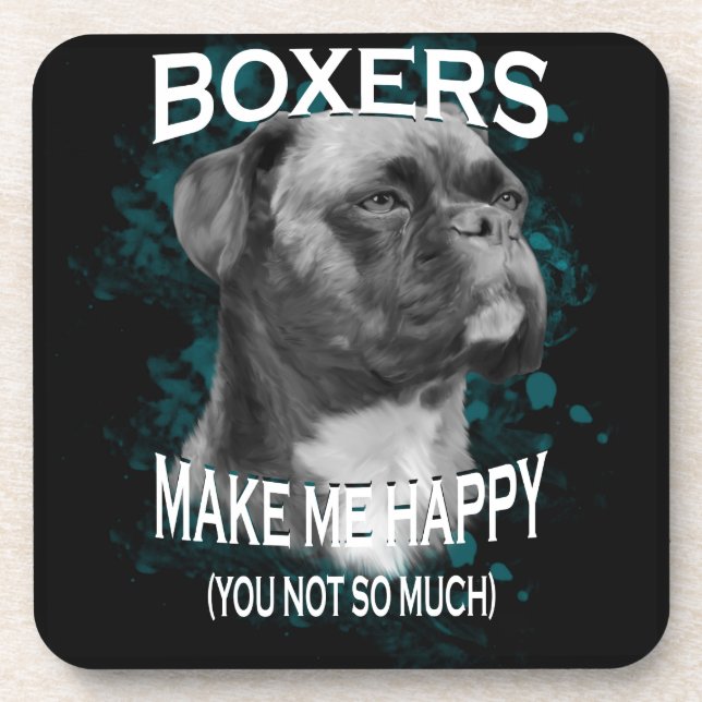 Dessous-de-verre Boxer Chien Amoureux des animaux Texte d'art (Devant)