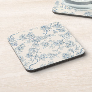 Dessous-de-verre Branches de fleurs de cerisier en bleu et blanc ca