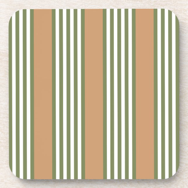 Dessous-de-verre Brayures vert olive et blanc motif avec bronze (Devant)