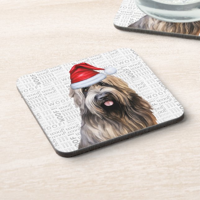 Dessous-de-verre Briard Shepherd Chien Woof Word Art Holiday (Côté gauche)