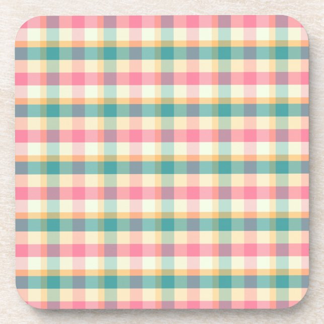 Dessous-de-verre Bright Pink and Teal Plaid Weave Pattern (Devant)