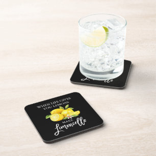 Dessous-de-verre Brosse Script Aquarelle Noire Citrons Limoncello