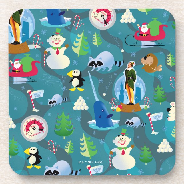 Dessous-de-verre Buddy l'elfe et personnages Motif Turquoise (Devant)