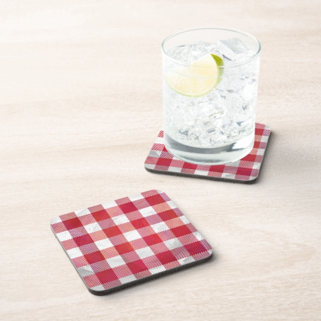 Dessous-de-verre Buffalo plaid rouge et blanc (Côté Droit)