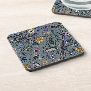 Dessous-de-verre Bugs de Doodle sur le gris de latte