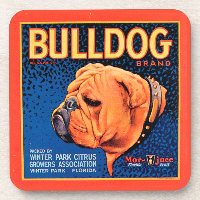 Dessous-de-verre Bull Dog sur un Arrière - plan bleu (Devant)