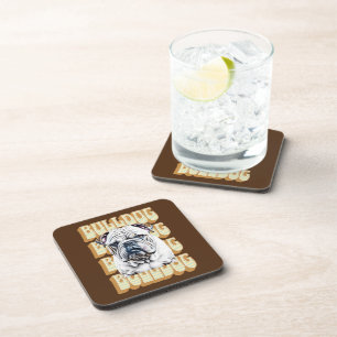Dessous-de-verre Bulldog anglais avec police rétro