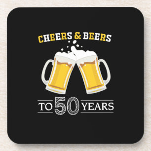 Dessous-de-verre Buveur de bière applaudit et bières pour 50 ans d'