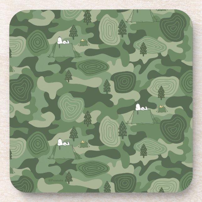 Dessous-de-verre cacahuètes | Camouflage Snoopy & Woodstock (Devant)