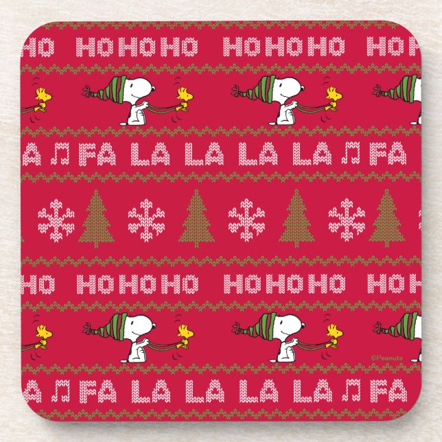 Dessous-de-verre cacahuètes | Chandail de Noël Snoopy & Woodstock (Devant)