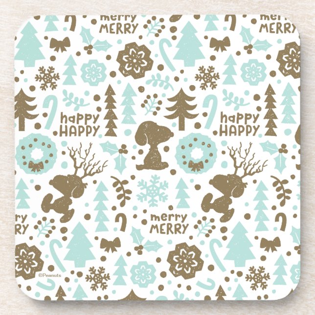 Dessous-de-verre cacahuètes | Snoopy Frosty Motif de Noël (Devant)