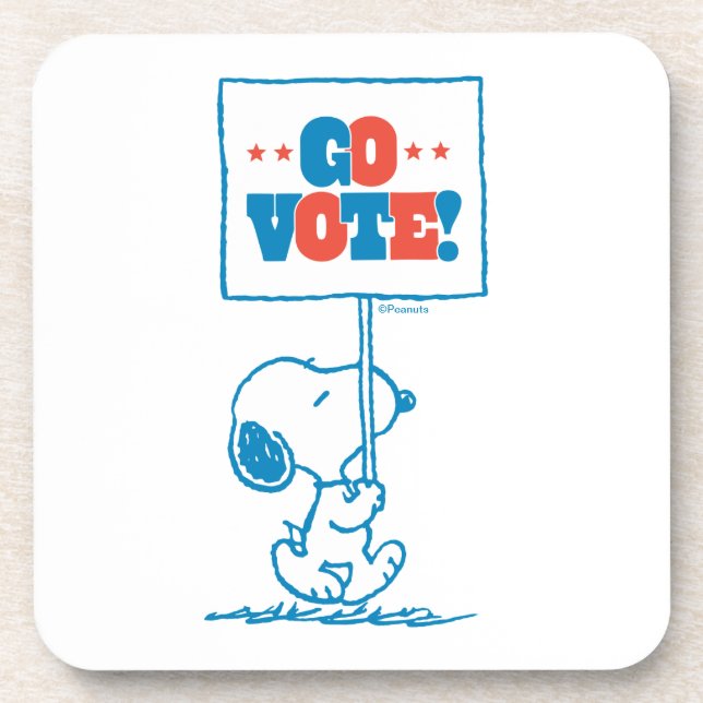 Dessous-de-verre cacahuètes | Snoopy - Go Vote Sign (Devant)