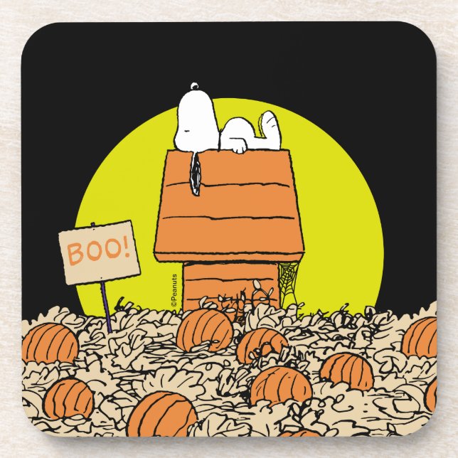 Dessous-de-verre cacahuètes | Snoopy Napping dans le patch Citrouil (Devant)