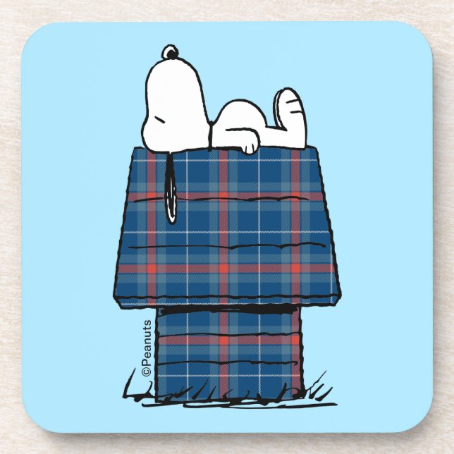 Dessous-de-verre cacahuètes | Snoopy Plaid Flannel Holiday Dog Hous (Devant)