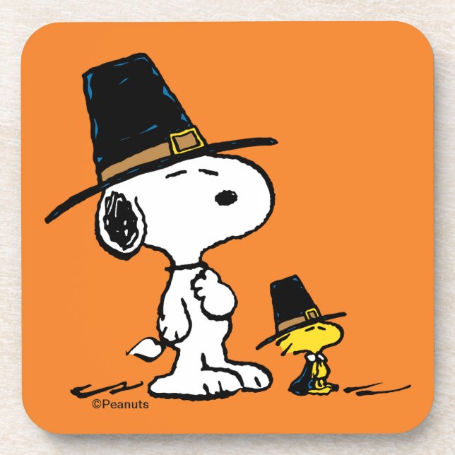 Dessous-de-verre cacahuètes | Snoopy & Woodstock Pilgrim (Devant)
