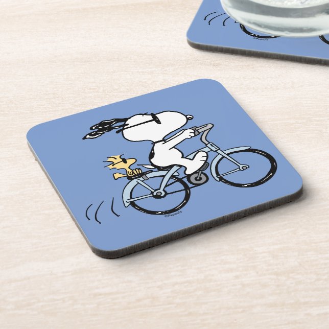 Dessous-de-verre cacahuètes | Vélo Snoopy & Woodstock (Côté gauche)