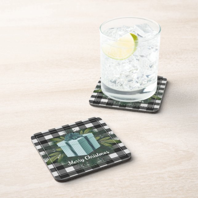 Dessous-de-verre Cadeau de Noël Plaid Buffalo | TURQUOISE (Côté Droit)