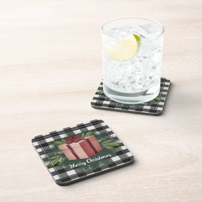 Dessous-de-verre Cadeau de Noël Plaid Buffalo | Vacances rouges (Côté Droit)